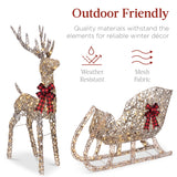 Best Choice Products 4-Foot Lighted Christmas Reindeer and Sleigh Outdoor Décor Set with 205 LED Lights