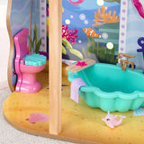 8-Piece KidKraft Rainbow Dreamers Seashell Bathroom Dollhouse Furniture – Bathtub, Mirror & Dolphicorn