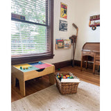 225-Piece KidKraft Reversible Wooden Activity Table – Building Brick Board, Train Set & Storage