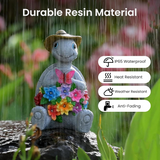 Solar Watering Turtle Garden Statue with LED Lights, 7.68" Resin Outdoor Solar Garden Décor