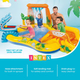 Intex Dinosaur Play Center Inflatable Water Park Pool with Volcano Slide, Sprayer, Waterfall & 6 Fun Balls