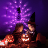 Halloween Spider Web LED Lights 4 Ft, 70 LED Purple Lights with Remote