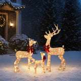 5FT Lighted Gold Christmas Reindeer Family Set – 3-Piece Outdoor Yard Decoration with 290 Warm White LEDs