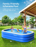 Inflatable Family Swimming Pool, 120" x 72" x 22" Oversized Backyard Pool