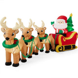 Best Choice Products 8.5 ft. Pre-Lit Santa Sleigh and 3 Reindeer Christmas Inflatable