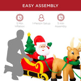 Best Choice Products 8.5 ft. Pre-Lit Santa Sleigh and 3 Reindeer Christmas Inflatable