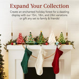 15" Pre-Lit Frosted Green Ceramic Christmas Tree with 64 Bulbs and Star Topper