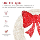 Best Choice Products 48" Pre-Lit Outdoor Christmas Wreath with 140 LEDs & Bow