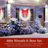 Best Choice Products 48" Pre-Lit Outdoor Christmas Wreath with 140 LEDs & Bow