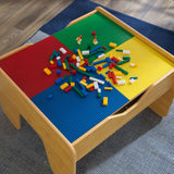 225-Piece KidKraft Reversible Wooden Activity Table – Building Brick Board, Train Set & Storage