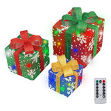 Christmas LED Lighted Gift Boxes, Set of 3 Battery-Operated Present Decorations