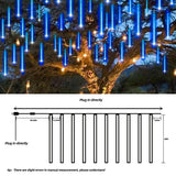 Meteor Shower LED String Lights, 20" 10-Tube, 540 LEDs, Connectable Indoor & Outdoor
