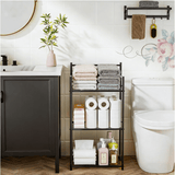3-Tier Narrow Bathroom Shelf – 17.3" × 10.6" × 35.6" Metal Floor Storage Stand