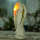 15" H Solar Angel Garden Statue with Butterfly LED Light, Large Resin Angel Sculpture
