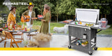 Permasteel 100-QT Rolling Cooler, 100-QT Patio Cooler & Beverage Cart with Side Shelves