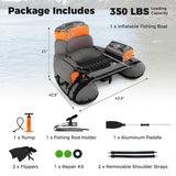 Goplus Inflatable Fishing Float Tube with Rod Holder, Paddle & Flippers, 350 lb Capacity, Portable Fishing Boat