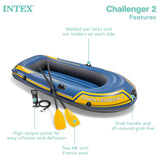 Intex Challenger 2 Inflatable Boat Set with Oars & High-Output Pump, 2-Person Raft