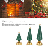 3-Piece LED Resin Christmas Tree Figurines – Green Lighted Tabletop Holiday Décor Set (4.9", 6.5" & 7.9")