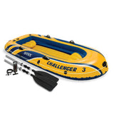 Intex Challenger 3 Inflatable Boat Set with Motor Mount Kit, Oars & High-Output Pump