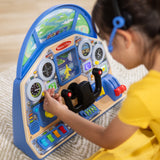 Melissa & Doug Jet Pilot Interactive Dashboard – Wooden Airplane Cockpit Toy