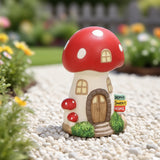 Mainstays 10.5" Red Mushroom House Garden Statue, Resin Fairy Cottage Outdoor Décor