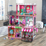KidKraft Brooklyn Loft Wooden Dollhouse – 3 Levels, 6 Rooms & 25 Accessories with Lights and Sounds