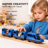 6-Piece Battery-Powered Magnetic Locomotive Train Set – Forward, Reverse & Sound, Compatible with Wooden Tracks