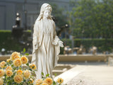 30" Virgin Mary Outdoor Statue, Blessed Mother Religious Garden Sculpture, Magnesium Oxide Décor