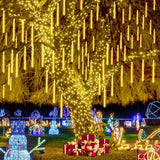 Solar Meteor Shower Icicle Lights, 8 Tubes, 192 LEDs, 11.8" Solar Falling Rain Lights