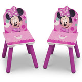 4-Piece Disney Minnie Mouse Wooden Toddler Playroom Set – Pink Table, 2 Chairs & 6-Bin Toy Organizer