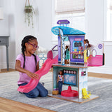 KidKraft Luxe Life 2-in-1 Wooden Airport & Jet Plane Doll Playset – 360° Spinning Base & 15+ Accessories