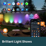 Linkind Smart Solar Spot Lights Outdoor – 4 Pack RGB Smart Solar Landscape Spotlights