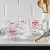 Pyrex 3-Piece Glass Measuring Cup Set, 1-Cup, 2-Cup & 4-Cup