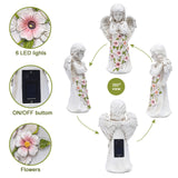 Solar Angel Garden Statue with LED Light, Resin Memorial Angel Figurine