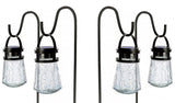 Home Zone Living Secure Solar Hanging Lantern Lights, 4-Pack with Shepherd Hooks, 28", Crackle Glass