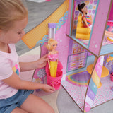 KidKraft Candy Castle Wooden Dollhouse – 3 Levels, Working Elevator & 28 Accessories