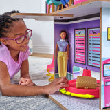 KidKraft Luxe Life 2-in-1 Wooden Airport & Jet Plane Doll Playset – 360° Spinning Base & 15+ Accessories
