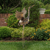 Pure Garden 35" Metal Flying Crane Garden Statue, Hand-Painted Outdoor Bird Sculpture
