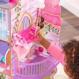 Nearly 4 ft. KidKraft Rainbow Dreamers Unicorn Mermaid Wooden Dollhouse – 3 Levels, Slide, Swing & 15 Accessories