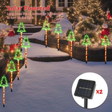 10-Pack Solar Christmas Tree Pathway Lights, Garden Stake Lights with Red and Green LEDs
