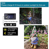 12" Solar Garden Gnome Statue with 6 Flower LED Lights, Hand-Painted Resin Fairy Outdoor Décor