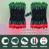 100-Count Red & Green Incandescent Christmas String Lights, 20 ft Green Wire Holiday Light Set