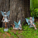 7" Relaxing Fairy Garden Statue, Hand-Painted Bronze-Look Resin Outdoor Fairy Sculpture