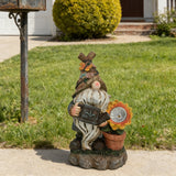 Solar Garden Gnome Statue with Sunflower, Outdoor Resin Figurine, Weatherproof LED Yard Décor