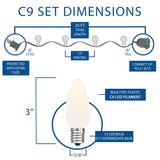 25-Count C9 LED Christmas Lights, 25FT Smooth Plastic Bulb String Lights on Green Wire