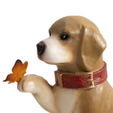Mainstays 11.1" H Resin Dog Garden Statue with Butterfly, Outdoor Dog Sculpture