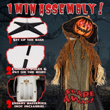 6 Ft Pumpkin Man Animated Halloween Animatronic, Moving Head LED Jack-o'-Lantern