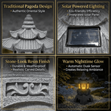 Japanese Solar Pagoda Lantern Garden Statue, Resin Zen Temple Light