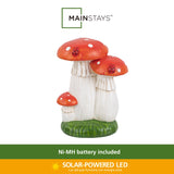 Mainstays Solar Three-Mushroom Outdoor Garden Statue with LED Light