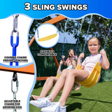 Sportspower Brooklyn Wooden Swing Set – 3 Adjustable Sling Swings, Outdoor Playset